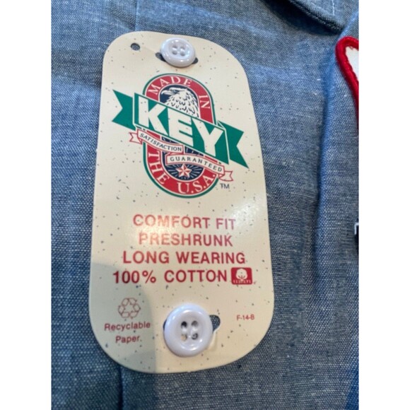 NEW KEY WORK DENIM SHIRTS blue gas service neck, 16 1/2 length 35 NWT set of 2 - Picture 6 of 9